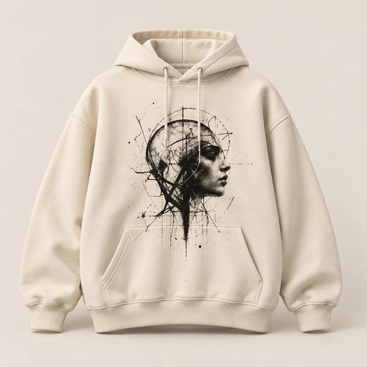 Sketch Hoodie crème, vue de face